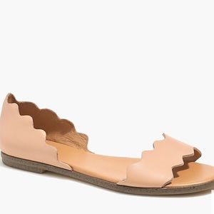 J.Crew Leather scalloped peep-toe flats